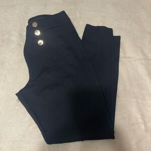 Cato Gold Button Detailed Black Stretch Pants | L